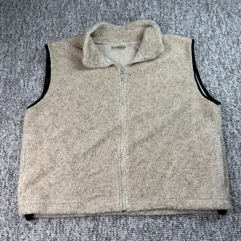 Black Mountain Outdoor Gear Vest Mens Large Fleece Zip Beige Hiking Made In USA